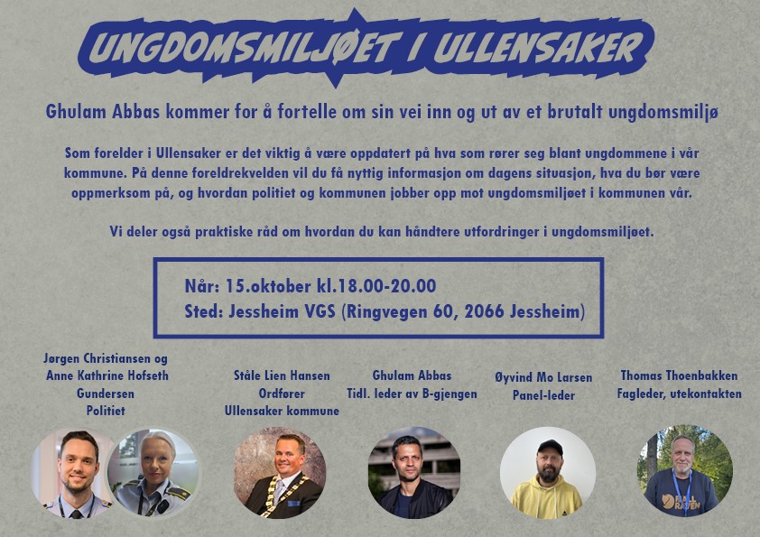 Foreldrekveld om ungdomsmiljøet i Ullensaker